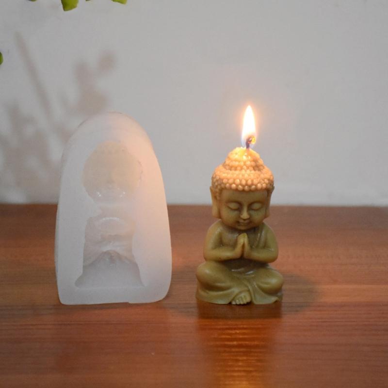 Buddha Silicone Candle Mold Church Buddha Incense Candle Plaster Decoration Mold DIY Church Candle Craft Fondant Mold
