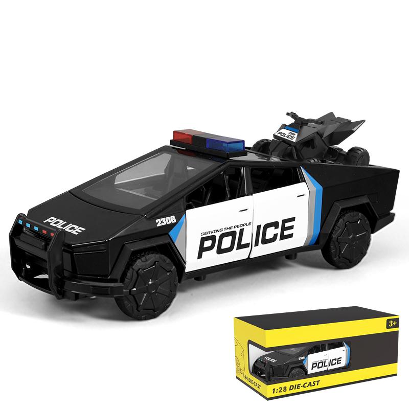 1/24 Scale Police Roadster Model Y Model 3 Cybertruck Model X Model S Diecast Metal Alloy Model Car Children's Toy Car Gift for Friend