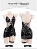 Man Yan 2025 Spiderweb Witch Costume - Sheer Bodycon Skirt & Slim-Fit Patent Leather Lingerie Set 8919
