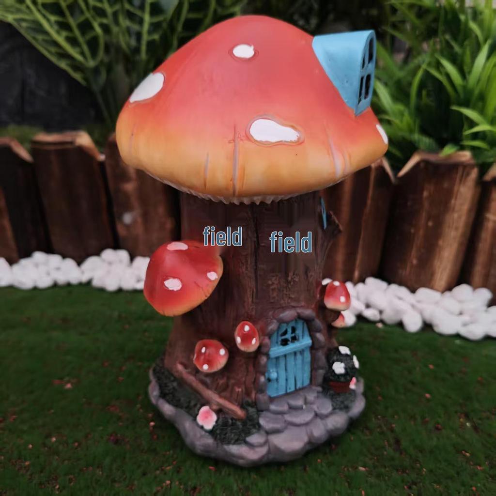 Cross-border Resin Crafts: Creative Garden Mushroom House Statues for Courtyard and Balcony Landscaping