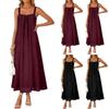 Damen Farbige Lässige Trägerkleid Normale Faltenkleid Langer Rock