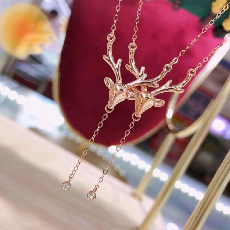 Zhou Jia Versatile Elk Necklace: Lively Deer Ears - A Xiaohongshu Christmas Gift for Her