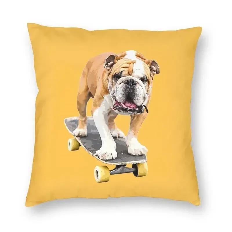 Home Pillowcase Office Decor Cushion Cover English Bulldog Print Pattern Decor