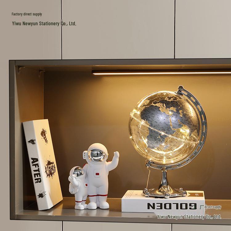 Astronaut Boy Globe Ornament: Luxurious Birthday Gift & Decorative Piece for Living Room or Wine Cabinet.