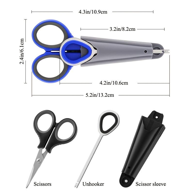 Compact Fishing Scissors with Line Cutter and Hook Remover | Ergonomic Black & Blue Handle,Fishing Accessories