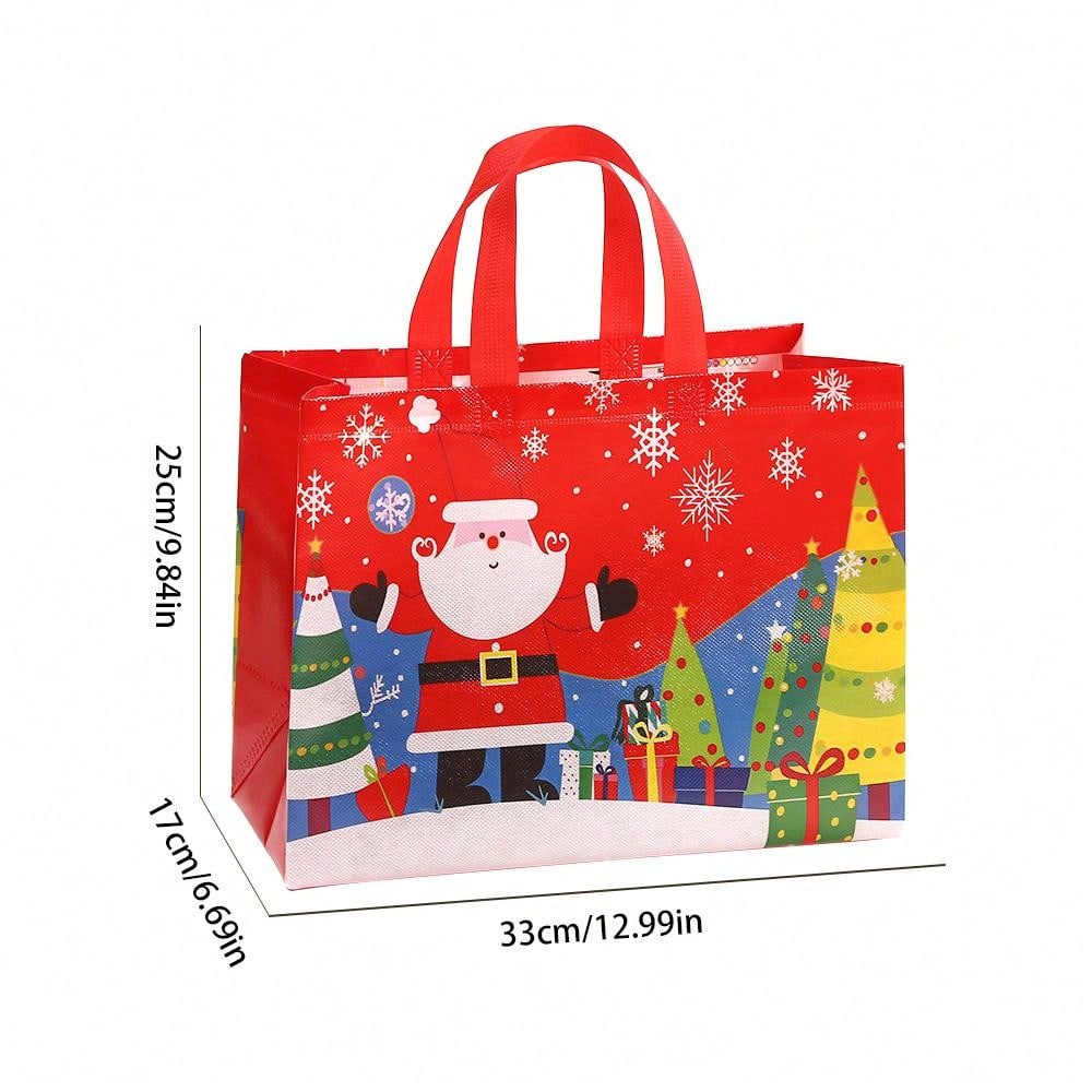 4pcs Christmas Gift Packaging Bags Non-woven Fabric Snack Candy Tote Bags Party Decoration Gift Bags