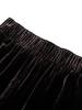Silk Velvet High-Waist Wide-Leg Pants - Plus Size, Slimming, Mulberry Silk, Casual.