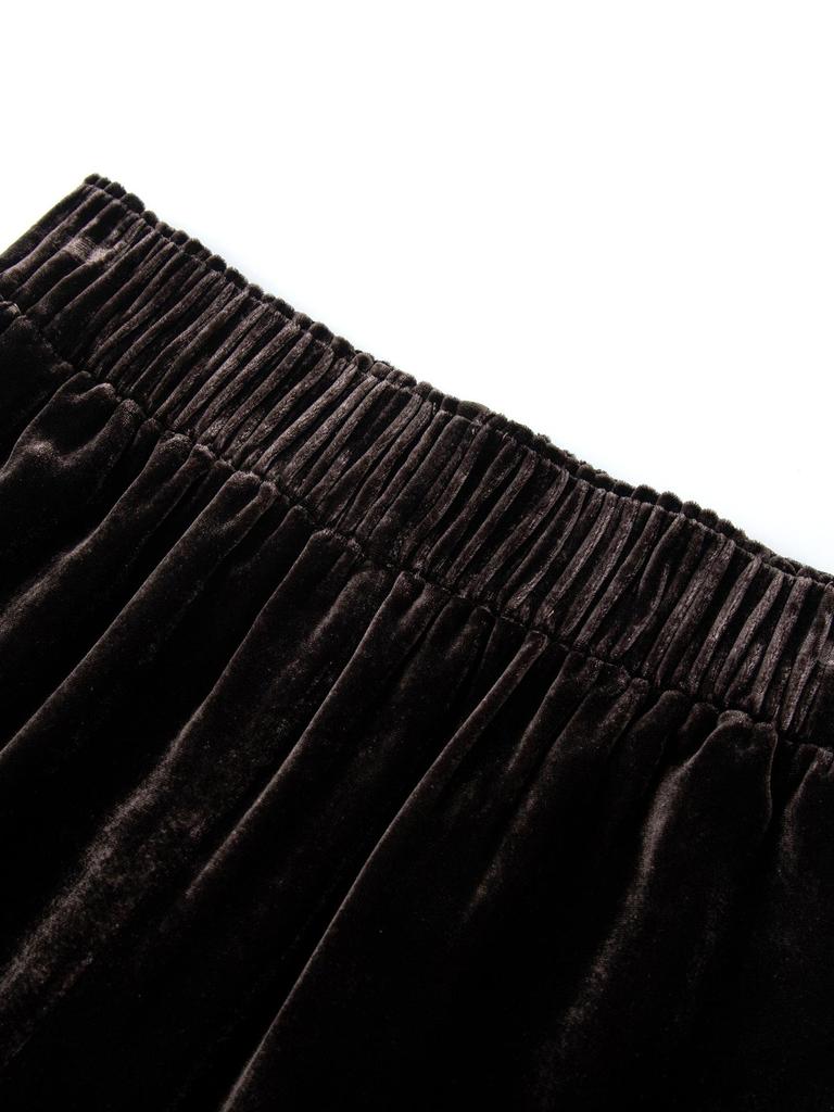 Silk Velvet High-Waist Wide-Leg Pants - Plus Size, Slimming, Mulberry Silk, Casual.