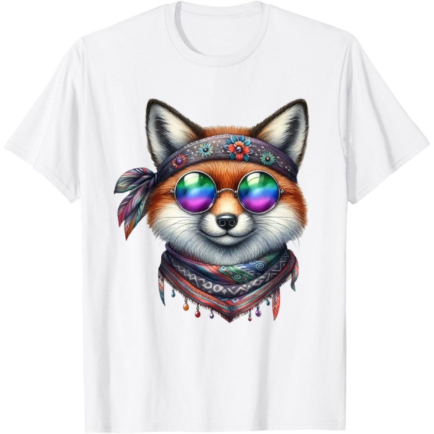 Hippie Fox Funny Tee, Shirt For Women Men Women Kids T-Shirt XXXXXL белый