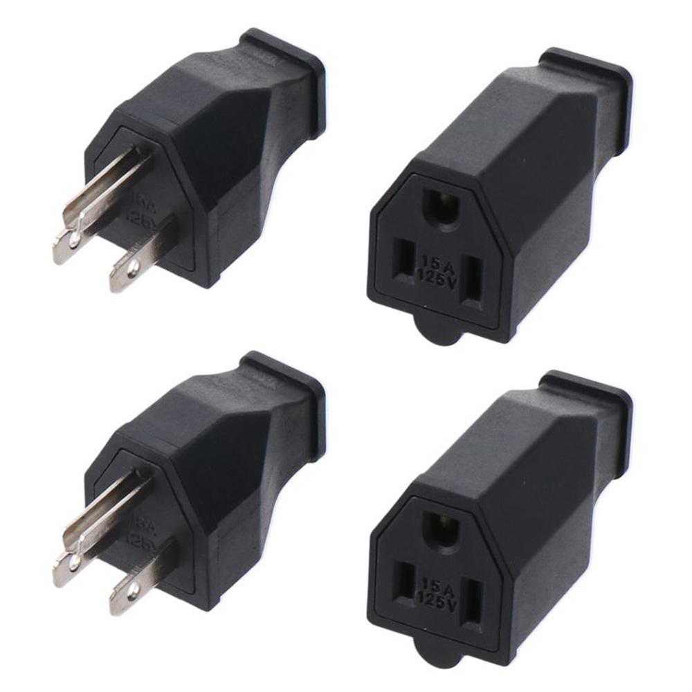 15A 125V Extension Cord Ends Male and Female Black Shell Replacement Plug 2 Pole 3 Wire Connector Set Grounding Plug