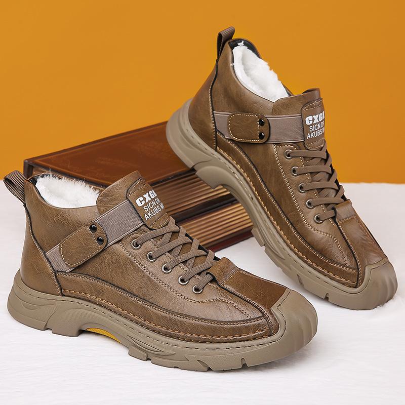 Fashion 2024 New Boots Elegant Men’s Warm Cotton Boots Luxury Brand Handmade High Quality Winter Plush Warm Shoes Casual Ankle Business