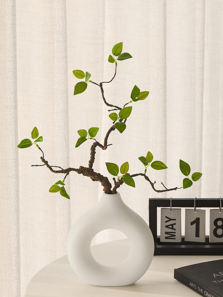 Minimalist Zen Azalea Arrangement: High-End Artificial Potted Plant for Living Room Decor