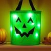Reusable Holiday Party Favor Bags Halloween Glowing Pumpkin Candy Bag LED Light up Trick or Treat Bucket Lighted Buckets for Kids Waterproof