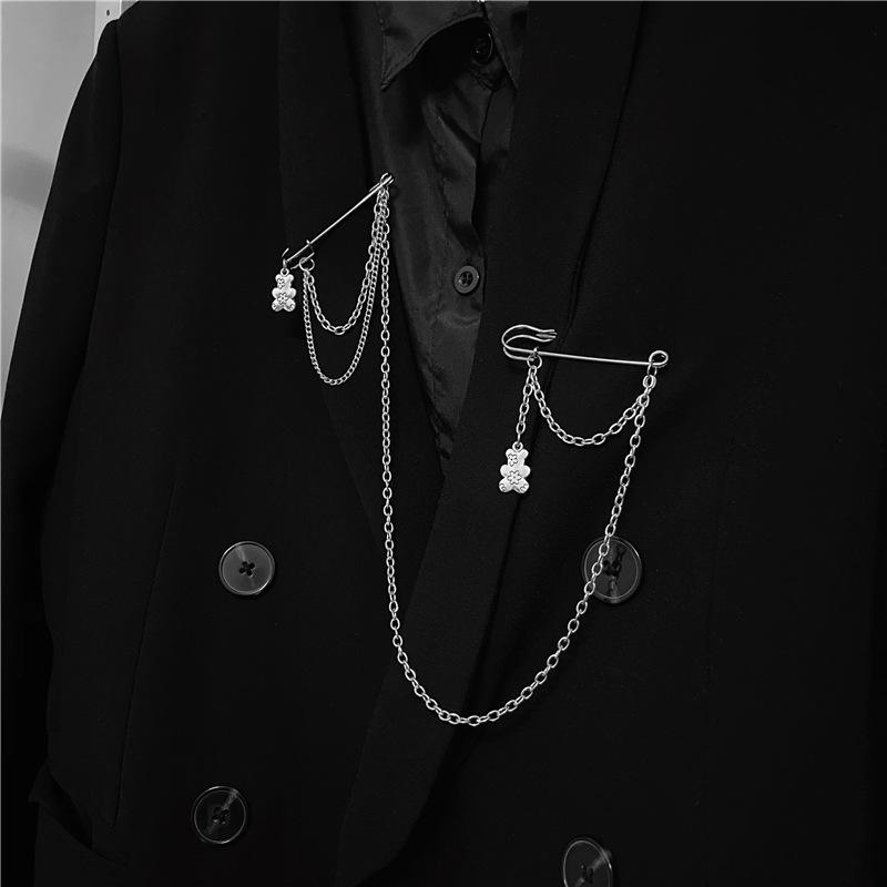 Metal Tassel Pin Chain Brooch For Women Men Suit Shirt Lapel Pin Clothing Accessories Jewelry Gift