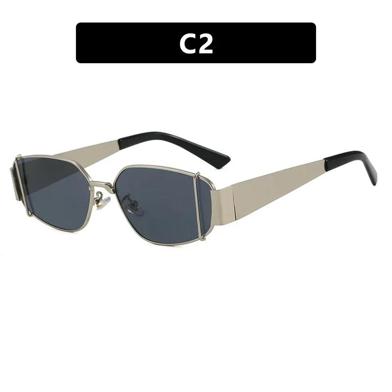Women'S Retro Square Metal Frame Sunglasses Neutral New Fashion Casual Eyewear Outdoor Uv400 Sunscreen Beach Travel Sunglasses