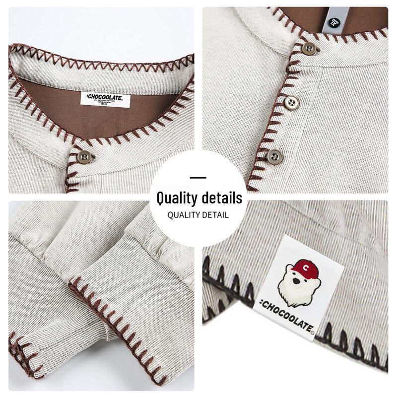 CHOCOOLATEit Men's American Style Henley Pullover Sweatshirt