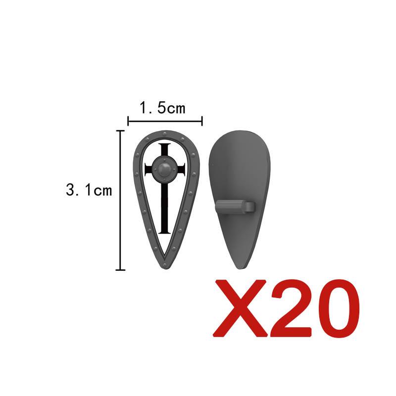 MOC Mittelalterliche Bausteine Charakter Ritter Krieger Zubehörset Helm Schulterrüstung Schild Bogen Pfeil Stein Geschenk Spielzeug X022