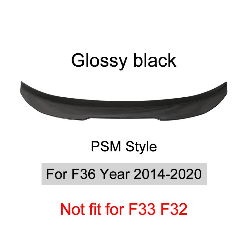 Per BMW Serie 4 F32 F33 F36 2014-2020 Fibra di Carbonio Lip Paraurti Posteriore Spoiler Baule Kit Ala Coda Stile MP M4 PSM Nero Lucido