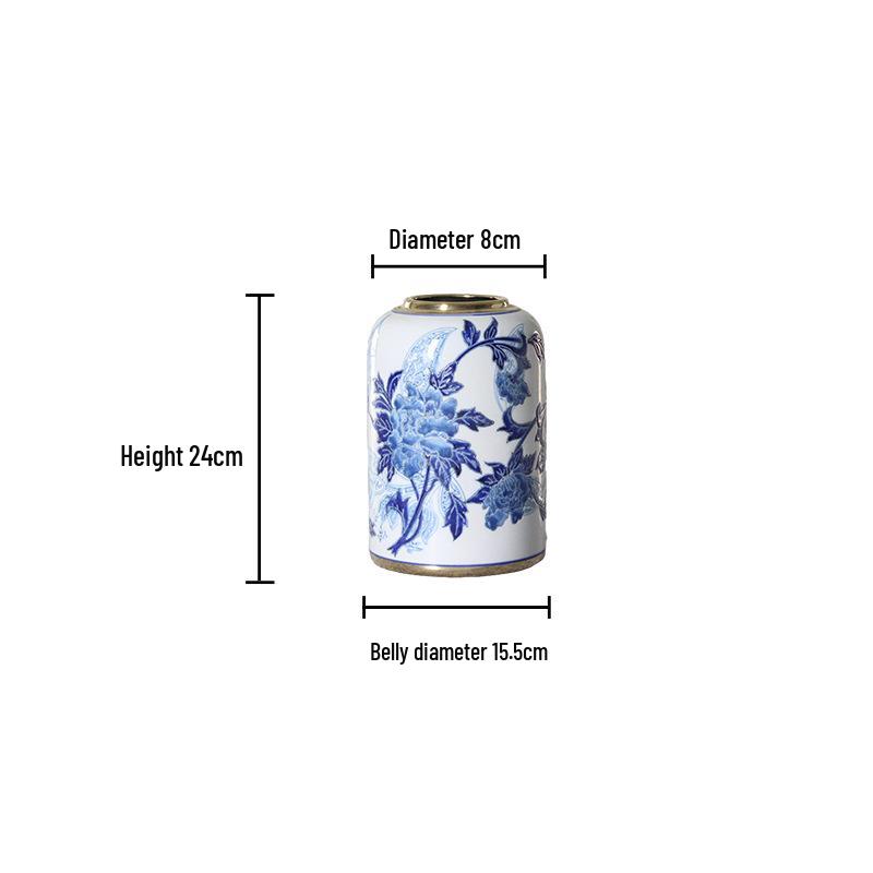 High-Grade Embossed Ceramic Vase for Living Room Decor - Chinese Style Dry Flower Ornament