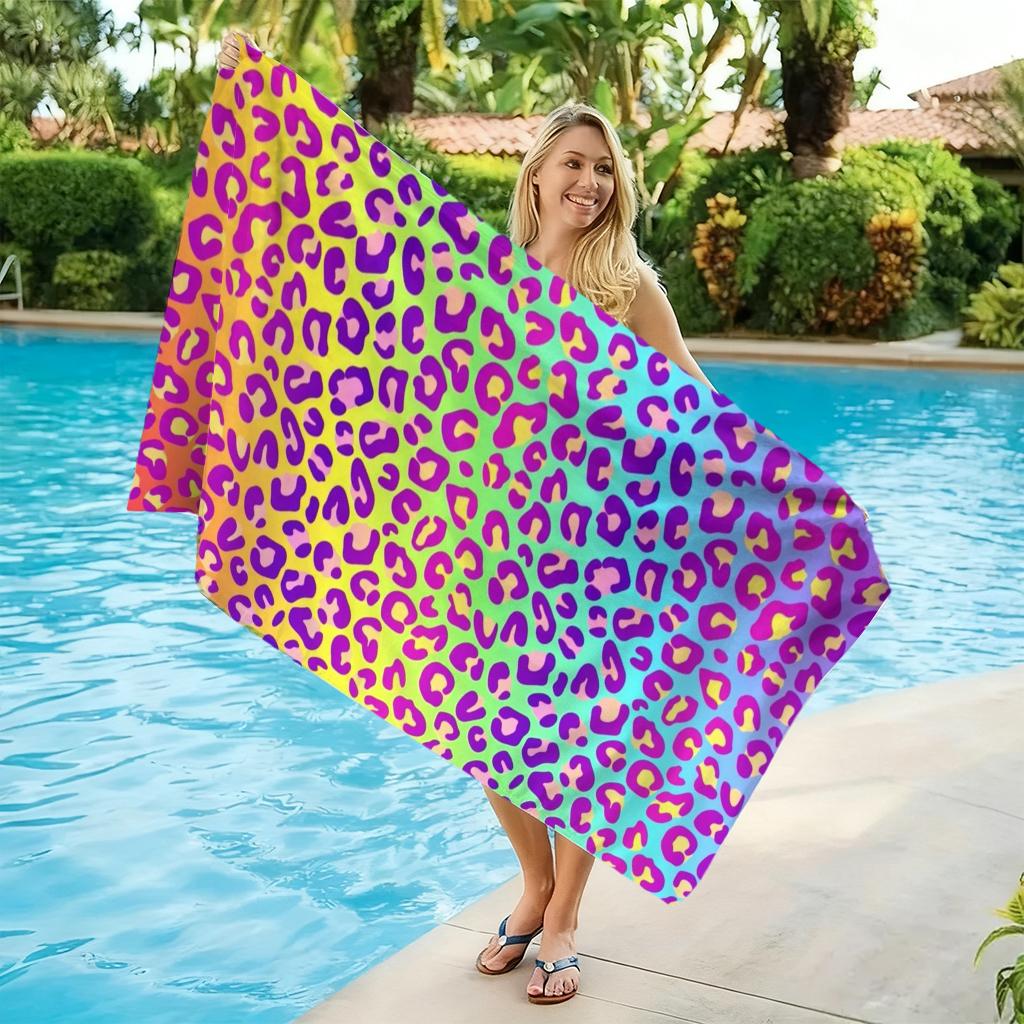 Colorful Leopard Print Beach Towel Quick-drying Super Absorbent Suitable for Swimming Beach Pool Gym Summer Gift for Friends