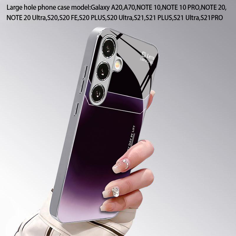 Purple Lens Pattern 2D Phone Case for Samsung S26 S25 S24 S23 S22 S21 S20 A56 A36 A16 - Electroplated Glass Protective Cover
