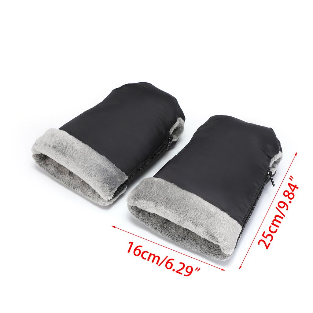 Baby Stroller Hand Muff Universal Warm Mittens Stroller Gloves with Fleece Lining Zipper Gloves Pushchair Accessories