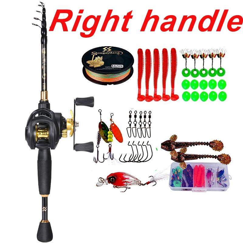 Sougayilang 1.8-2.4m Telescopic Casting Fishing Combo Portable Ultralight Rod and 7.2:1 Gear Ratio Fishing Reel Fishing Combo