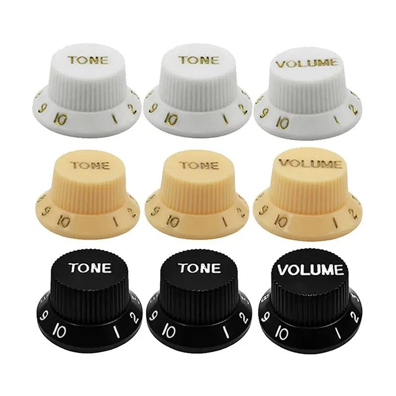 2Pcs Plastic St Guitar Knobs 2T1V Volume Tone Control Knobs Top Hat Caps Buttons Electric Guitar Parts