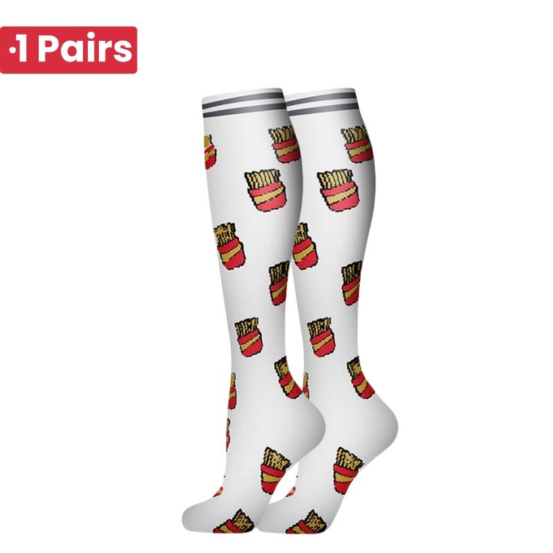 1 Pair Cute Cat Compression Socks Knee High 20-30 Mmhg Fit Medical Edema Diabetes Varicose Veins Running Sports Socks