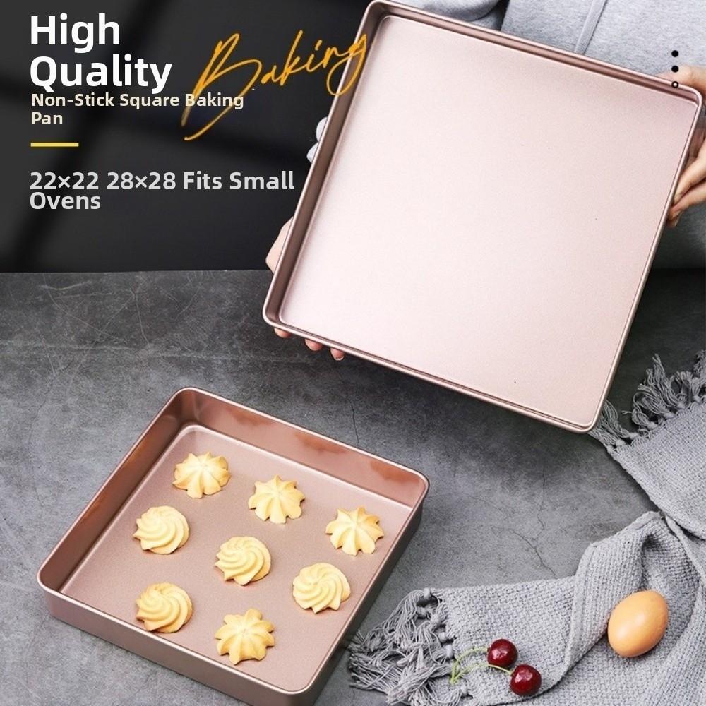 Nonstick Carbon Steel Cake Mold Champagne Multifunction Pizza Baking Tray Heat Resisting Easy Clean Square Baking Pan Home