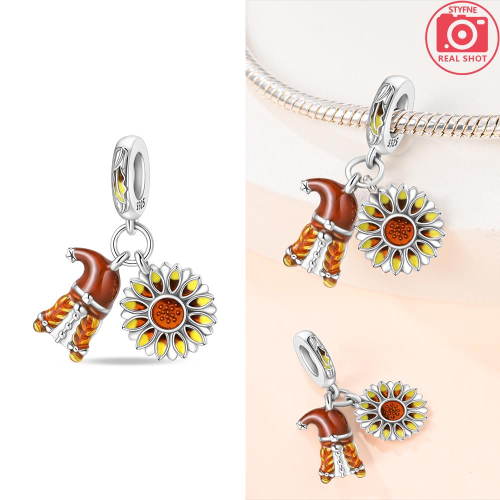 Authentic Original Red Rose Sunflower Envelope Blue Moon Bead Components Compatible With Charm Bead Components Copper Metal Bracelet High Quality