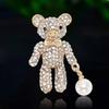Rhinestone Bear Pins for Women Pearl Violent Bears Brooches Animal Lapel Pin Event Party Backpack Decoration Clothes Accessories