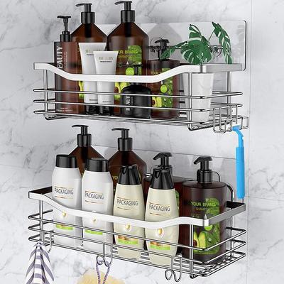 Stainless Steel Wall-mounted Bathroom Storage Rack - Punch-free Installation
