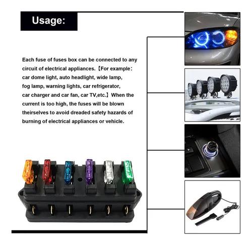 6 Way Fuse Block 6 Circuit Fuse Holder Dustproof 6P Fuse Box for Automotive Vehicle Modification