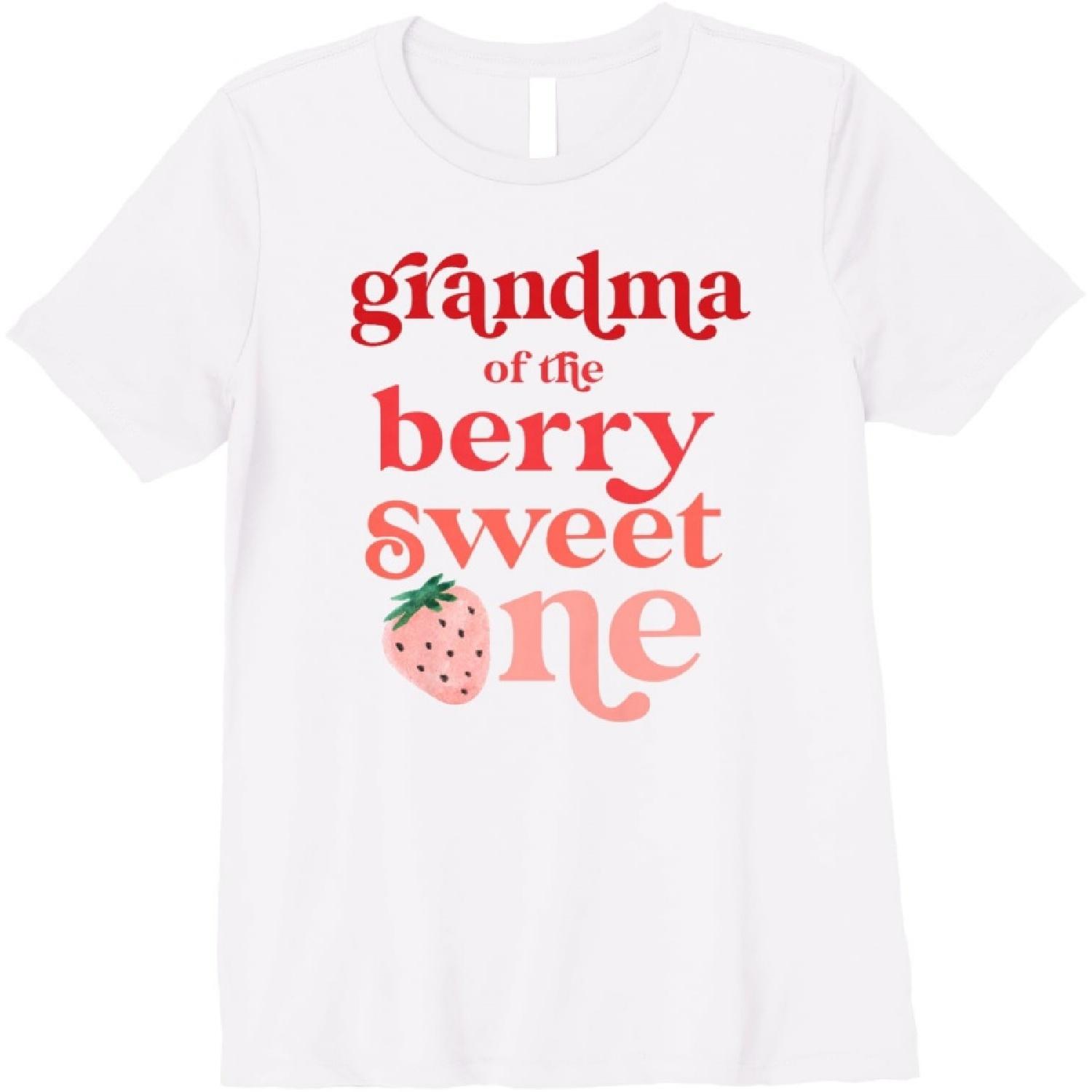Womens Grandma of the Berry Sweet One Strawberry First Birthday 1st Premium T-Shirt S