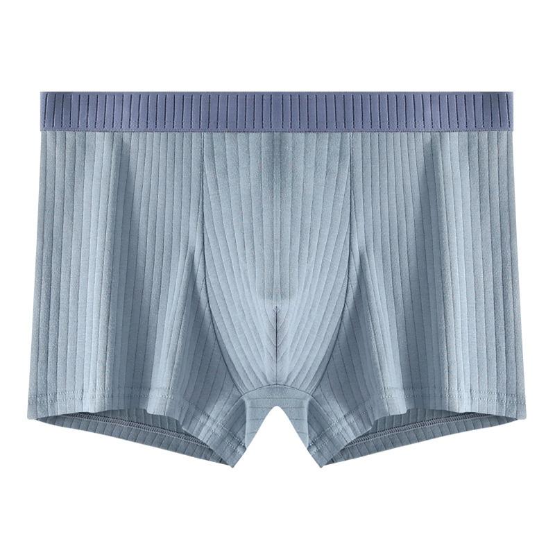 

Модное мужское дышащее нижнее белье, хлопковые трусы-боксеры, однотонные трусики L светло-синий