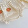 2024 Summer Baby Girl Floral Embroidered Top & Shorts Set