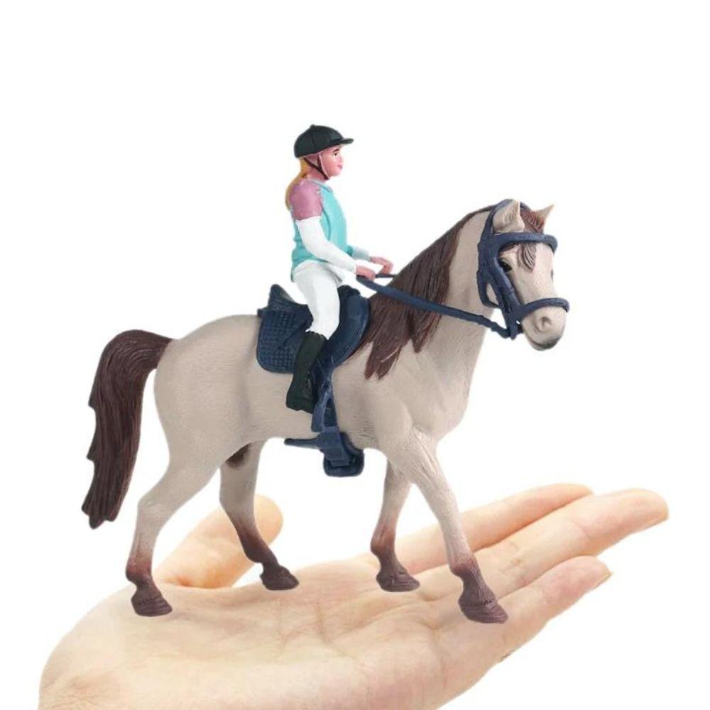 Equestrian Rider Rider and Horse Figurine Simulation Farm Animal Model  Home Decoration