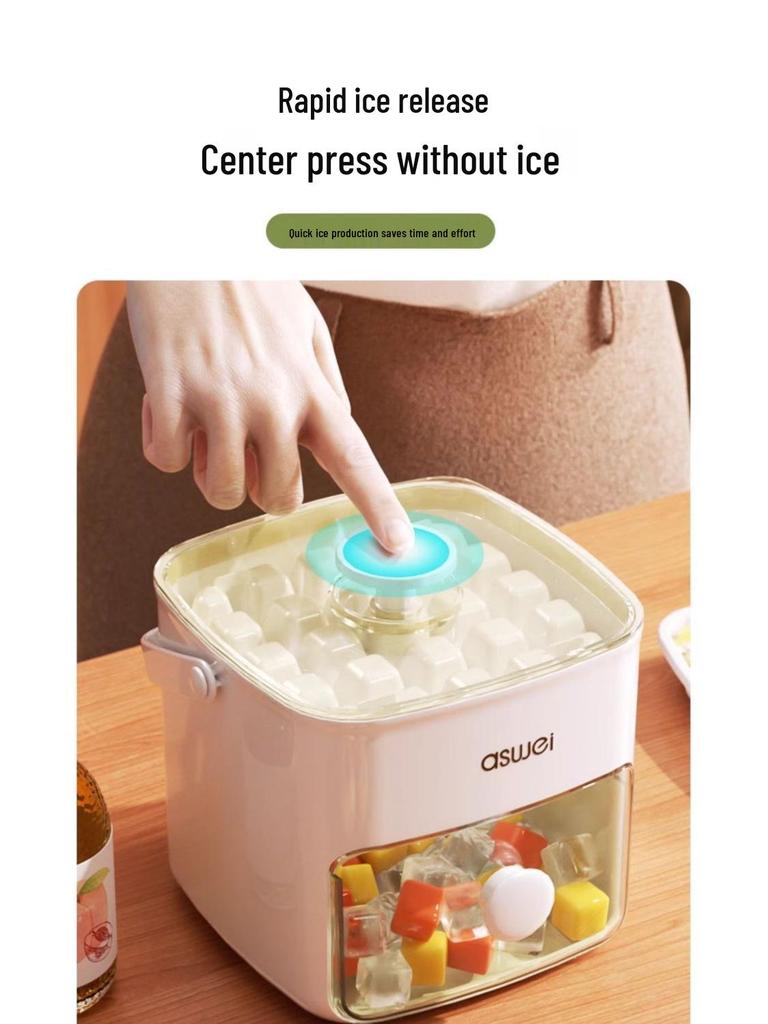 Mold Storage Refrigerator Ice Tray with Lid - Large Capacity, Food-Grade, Press-to-Release for Homemade Ice Cubes