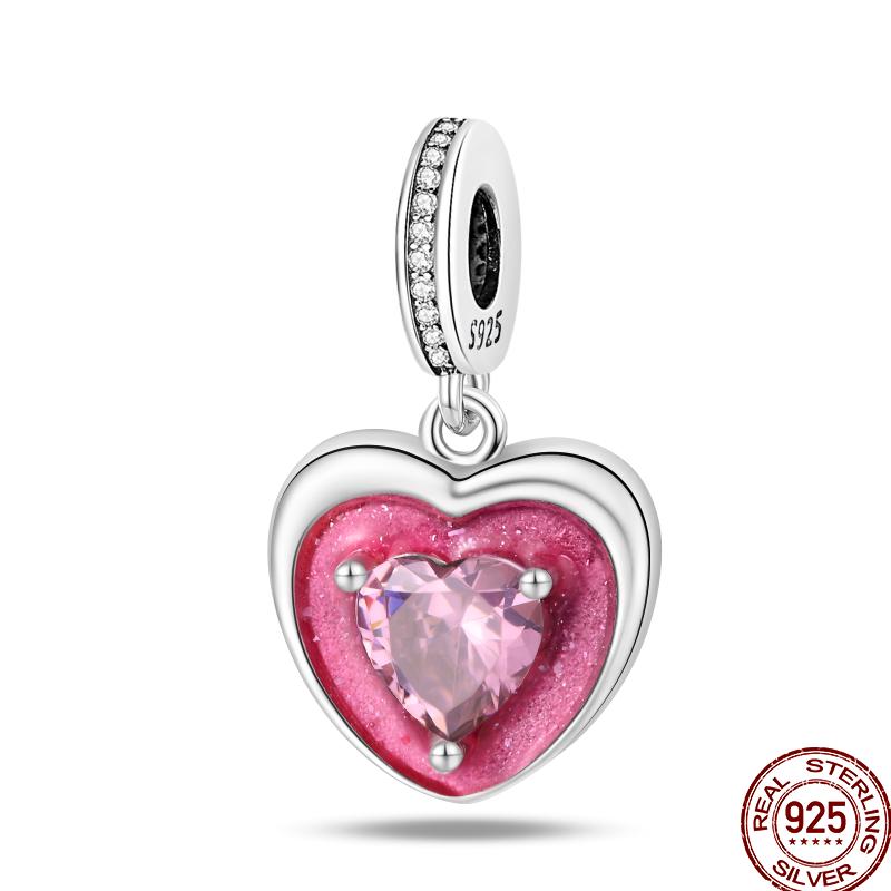 925 Silver Romantic Princess Pink Dress Lipstick Dancing Shoes Charm Beads For 3MM 925 Original Bracelet Jewelry