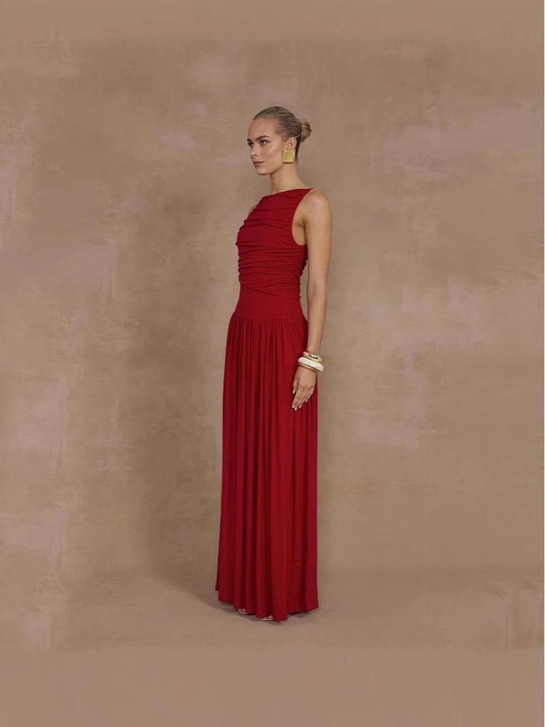 Elegant Solid Color Sleeveless Summer Dress - European & American Style