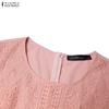 ZANZEA Women Casual Round Neck Flare Sleeve Elegant Lace Patchwork Long Dress
