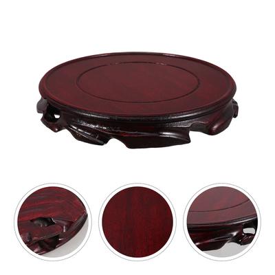 Oriental Wooden Display Stand 15Cm Circular Pedestal for Vases Teapots Lamps Bonsai Plants Lotus Base Modern Home Decor