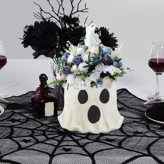 Ghost Bucket Halloween Decoration Large Capacity Indoor Outdoor Ghost Planter Vase Decor with Cute Design Candy Bucket