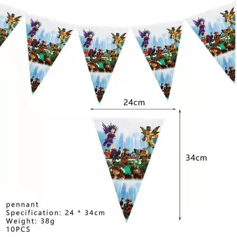 Roblox Sandbox Game Theme Birthday Party Decoration Set Latex Balloons Banner Cake Toppers Party Tableware For Kids Celebration