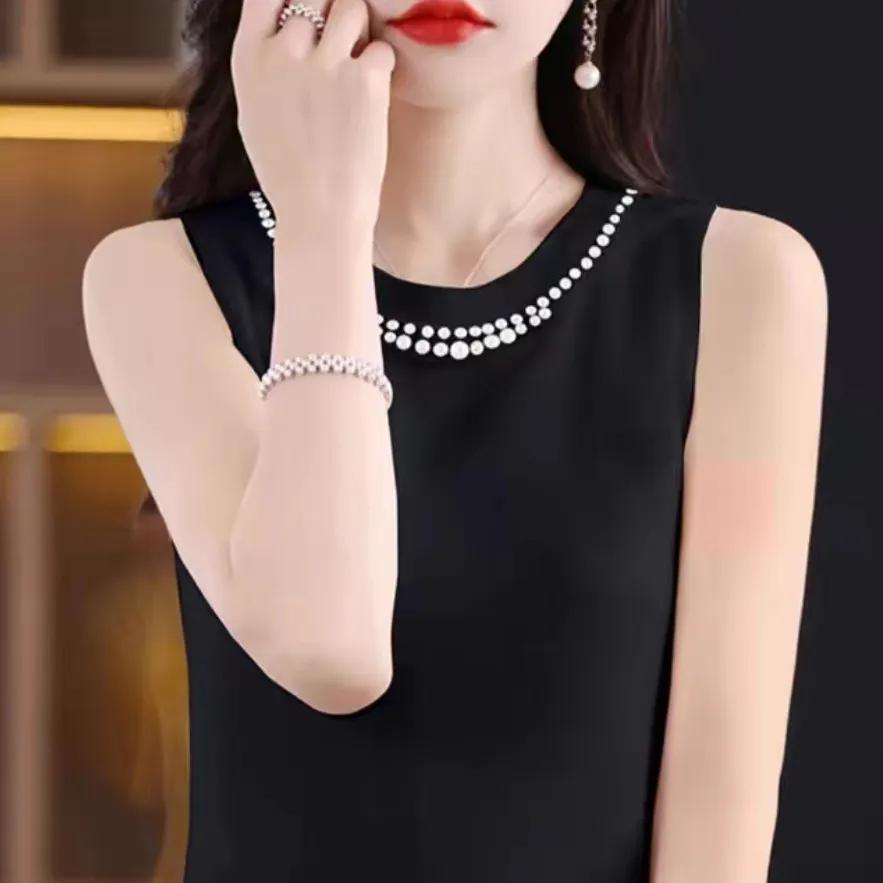 WTEMPO Spring Summer Sleeveless Bottoming Tank Tops Large Size Women's Solid Color Casual Versatile V-Neck Camisole Vests