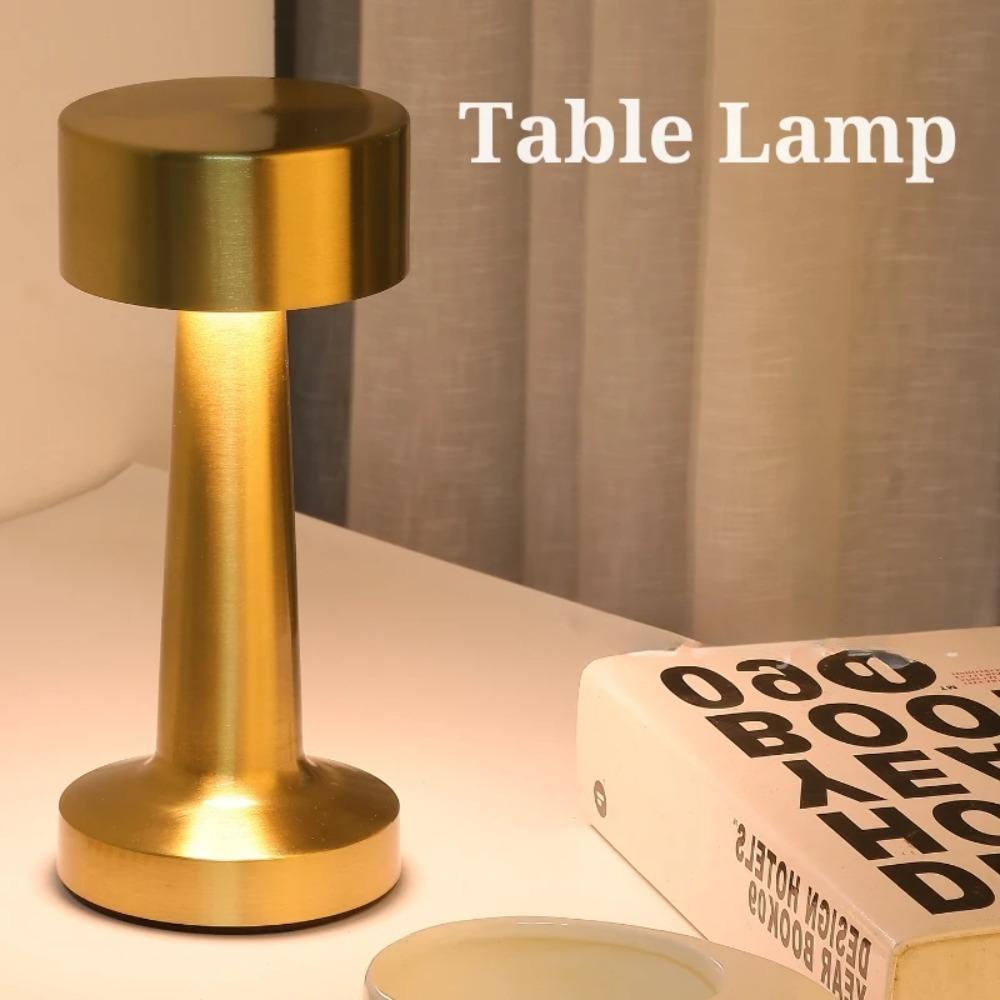 Retro Table Lamp Metal Touch Decor for Bar Coffee Table Restaurant Decoration Light Desk LED Rechargeable Night Lights Bedroom