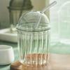 Stripe Pattern Milk Tea Cup Clear Drinking Cup Drinkware Glass Straw Cup  Milk