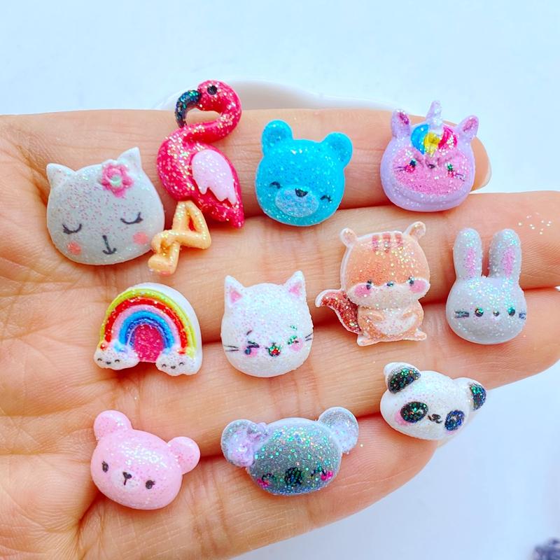 20Pcs New Kawaii Cute Shiny Little Animal Collection Flat Back Cabochons Scrapbooking DIY Jewelry Craft Decoration Accessorie