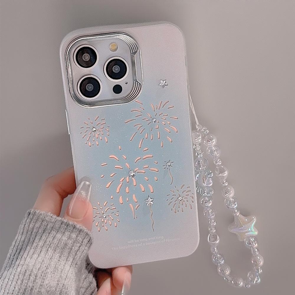 Smudge Blue Fireworks Iphone15 Suitable for 14Promax Mobile Phone Case 12 Apple 13 Laser 11 Bear Bracelet